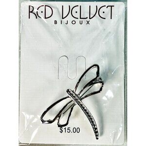 Dragonfly Silver-Tone Rhinestone Brooch Pin Jewelry Accessory